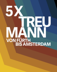 Stoffbanner der Ausstellung "5x Treumann" im Jüdischen Museum Franken in Fürth vom 17.7.2019-19.1.2020.
