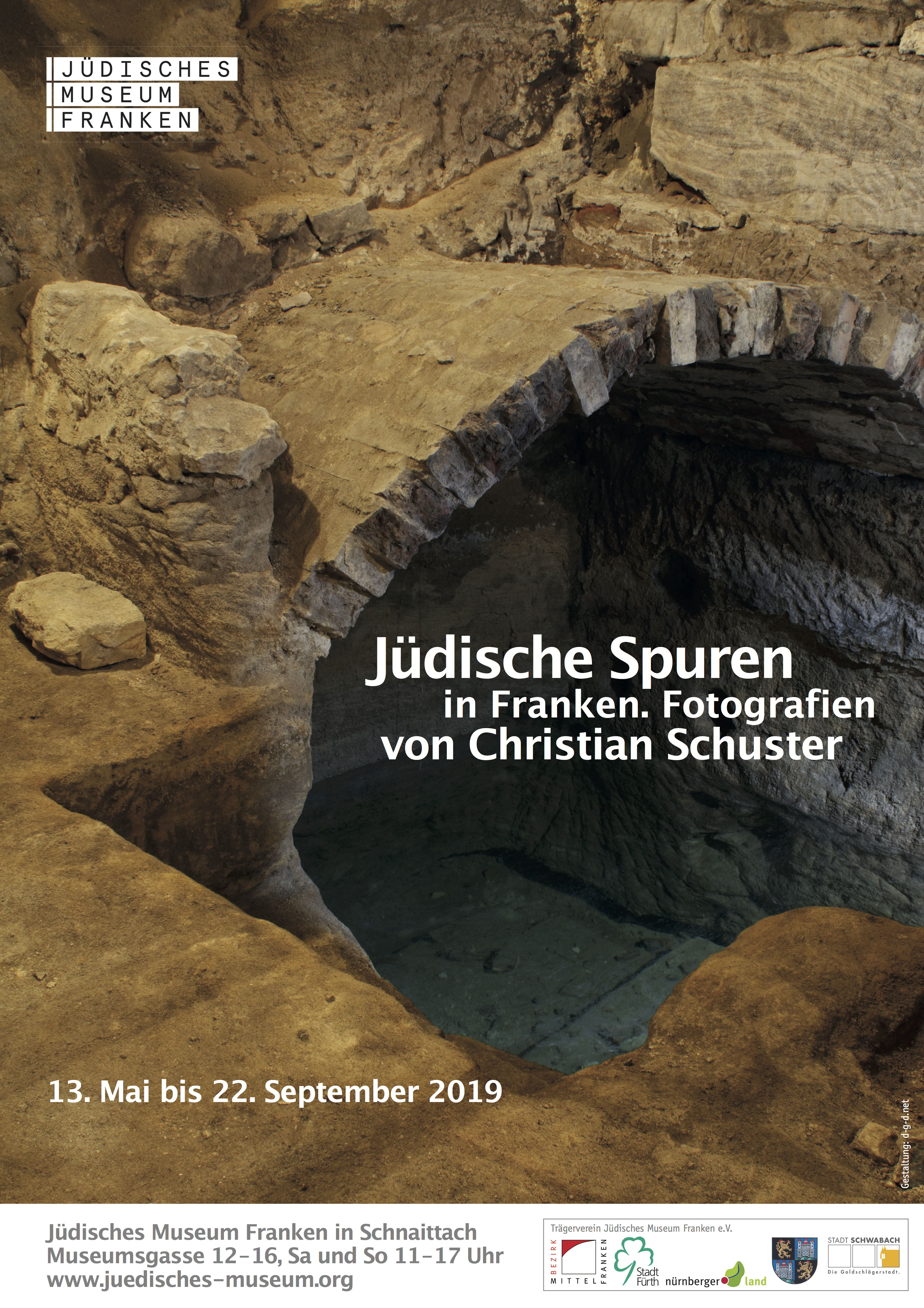 Plakatmotiv zur Wechselausstellung "Jüdische Spuren in Franken - Fotografien von Christian Schuster" im JMF Schnaittach.