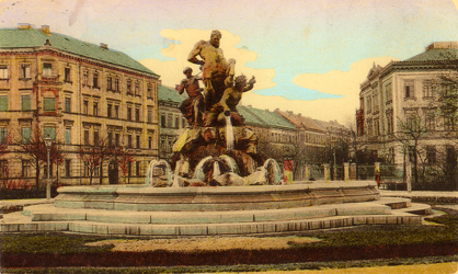 Alte Postkarte mit dem Centaurenbrunnen in Fürth.